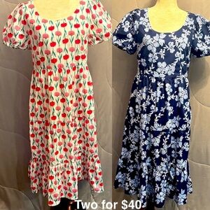 J. Crew floral print midi dresses - Size 8 - $25 each, 2 for $40.